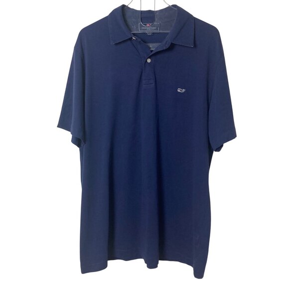 Vineyard Vines Blue Polo Shirt Large Mens Pima Cotton Plaid Underside Collar - Picture 1 of 8